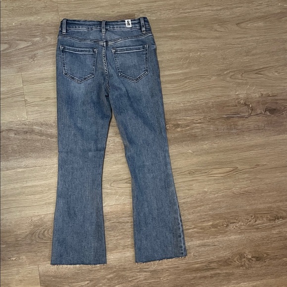 Altar'd State Mid Blue Flared Raw Hem Jeans - Picture 3 of 3